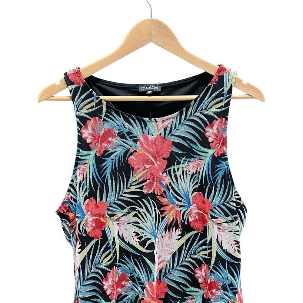 Bebe Bright Tropical Hawaiian Maxi Resort Dress Sleeveless Lined Women’s XL USA - Picture 5 of 11